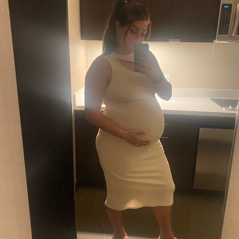 Off white Ribbed Cut out dress